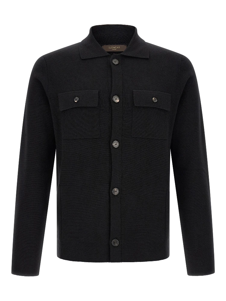 Black Virgin Wool Cardigan