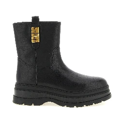 Black Cowhide Ankle Boots