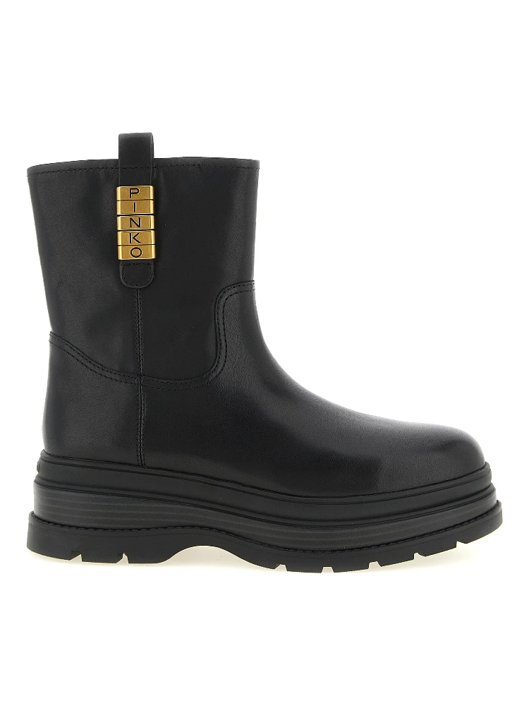 Black Cowhide Ankle Boots