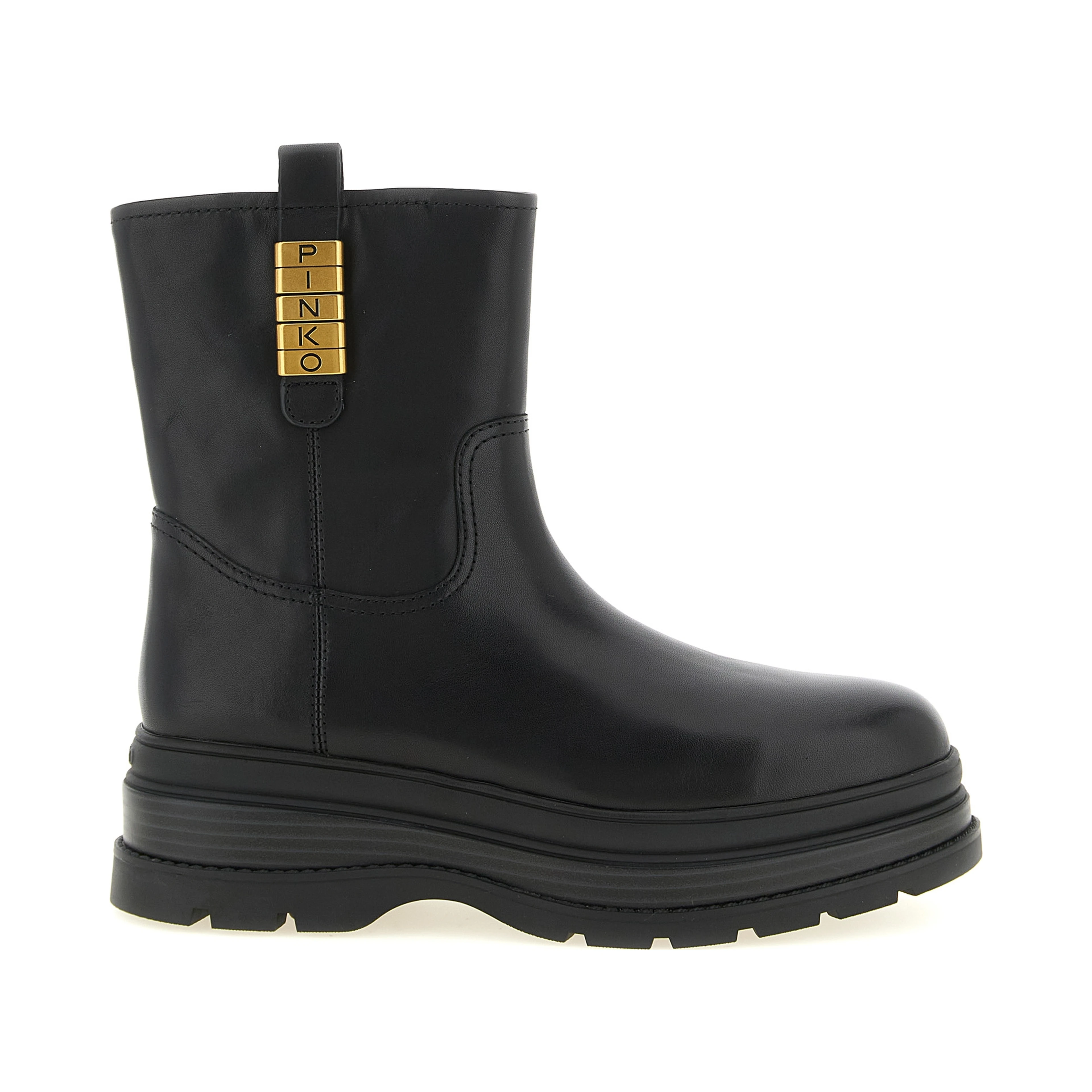Black Cowhide Ankle Boots
