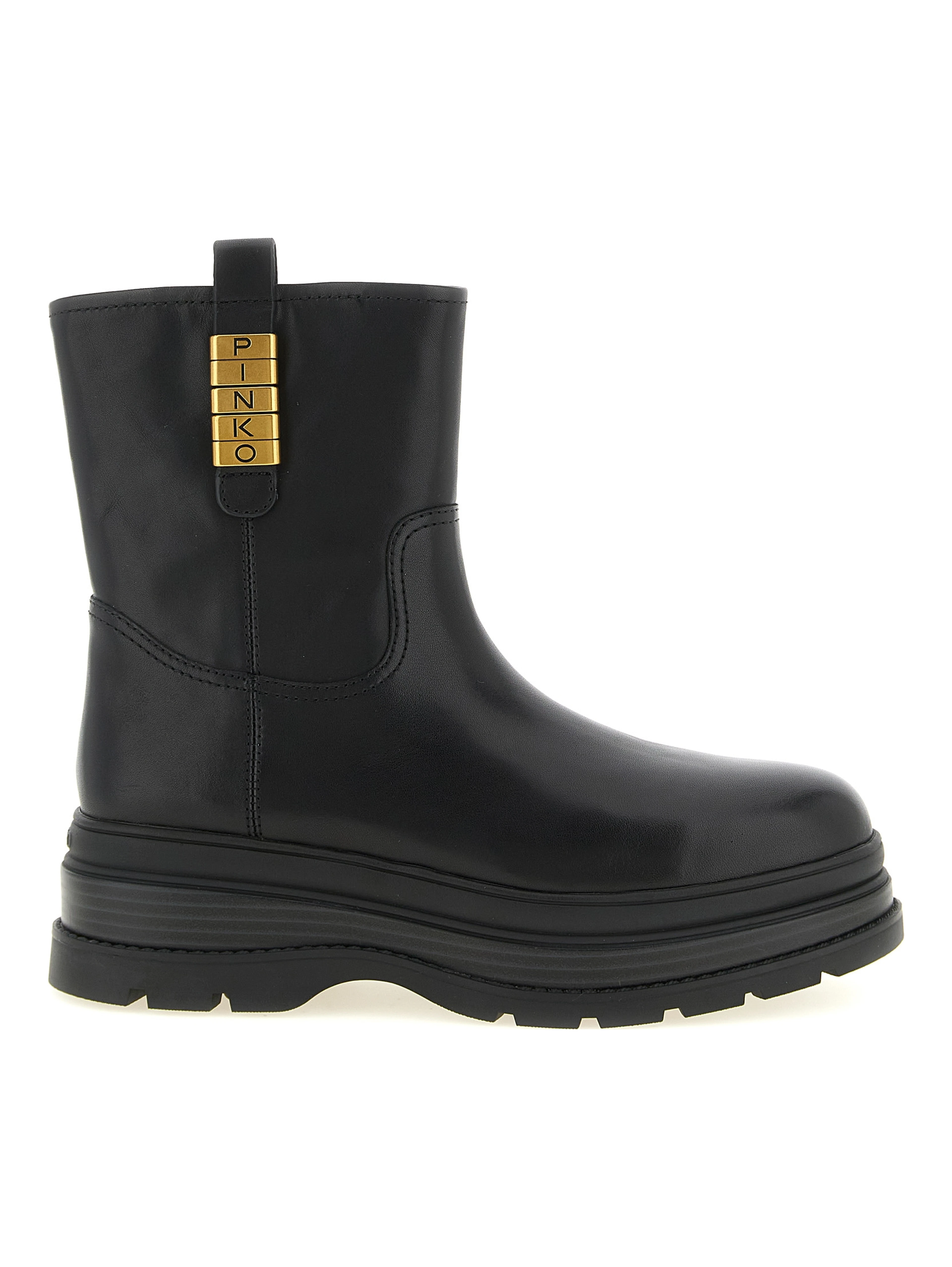 Black Cowhide Ankle Boots
