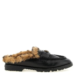 Black Cowhide Mules