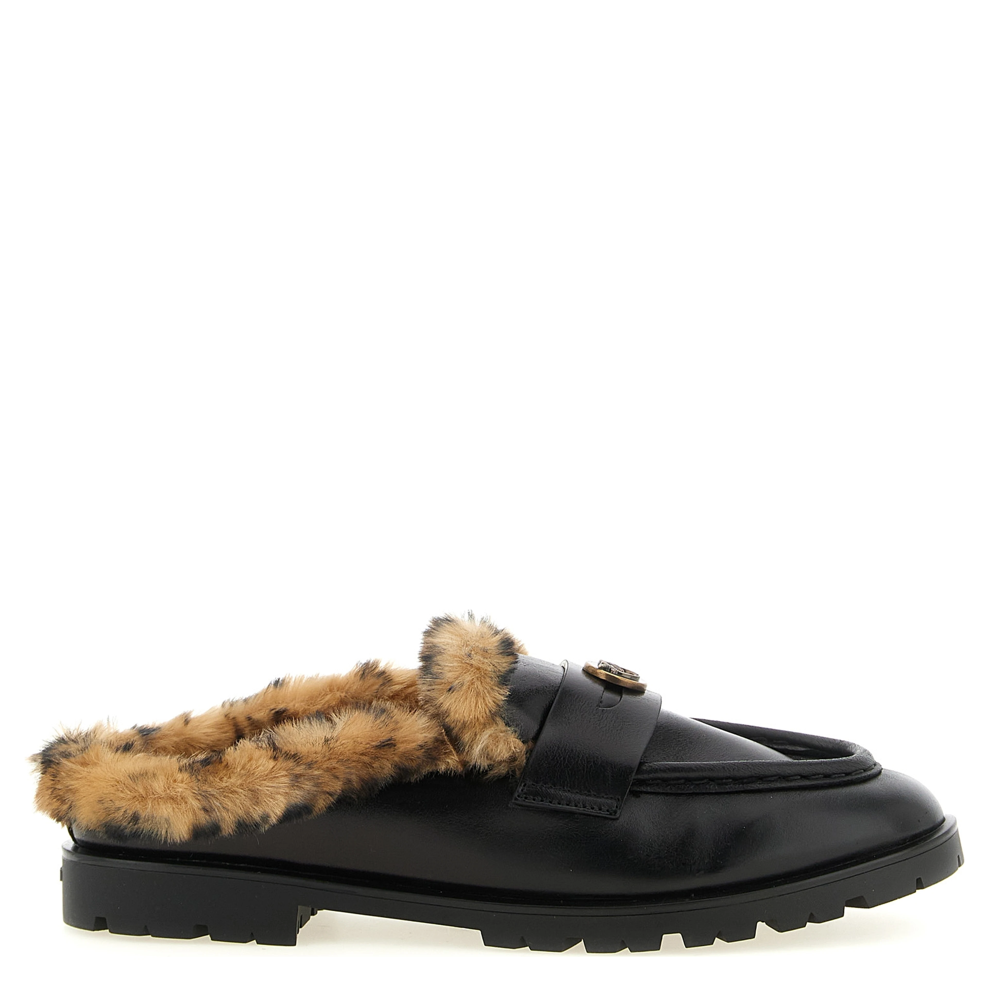Black Cowhide Mules