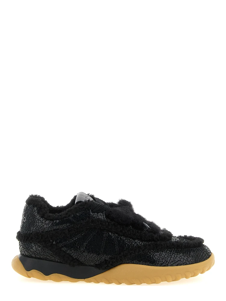 Black Cowhide Chunky Sneakers