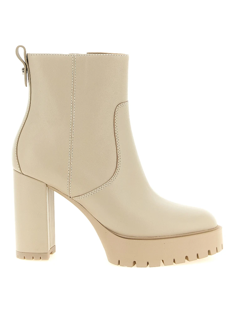 White Cowhide Ankle Boots