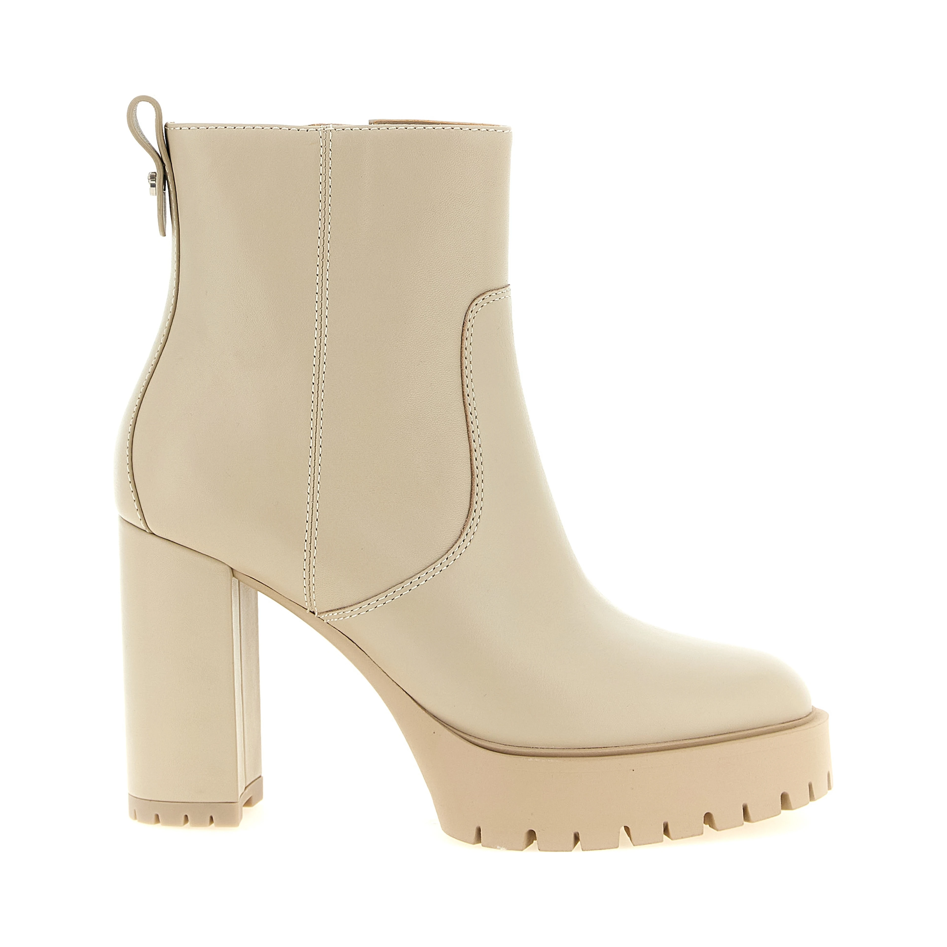 White Cowhide Ankle Boots