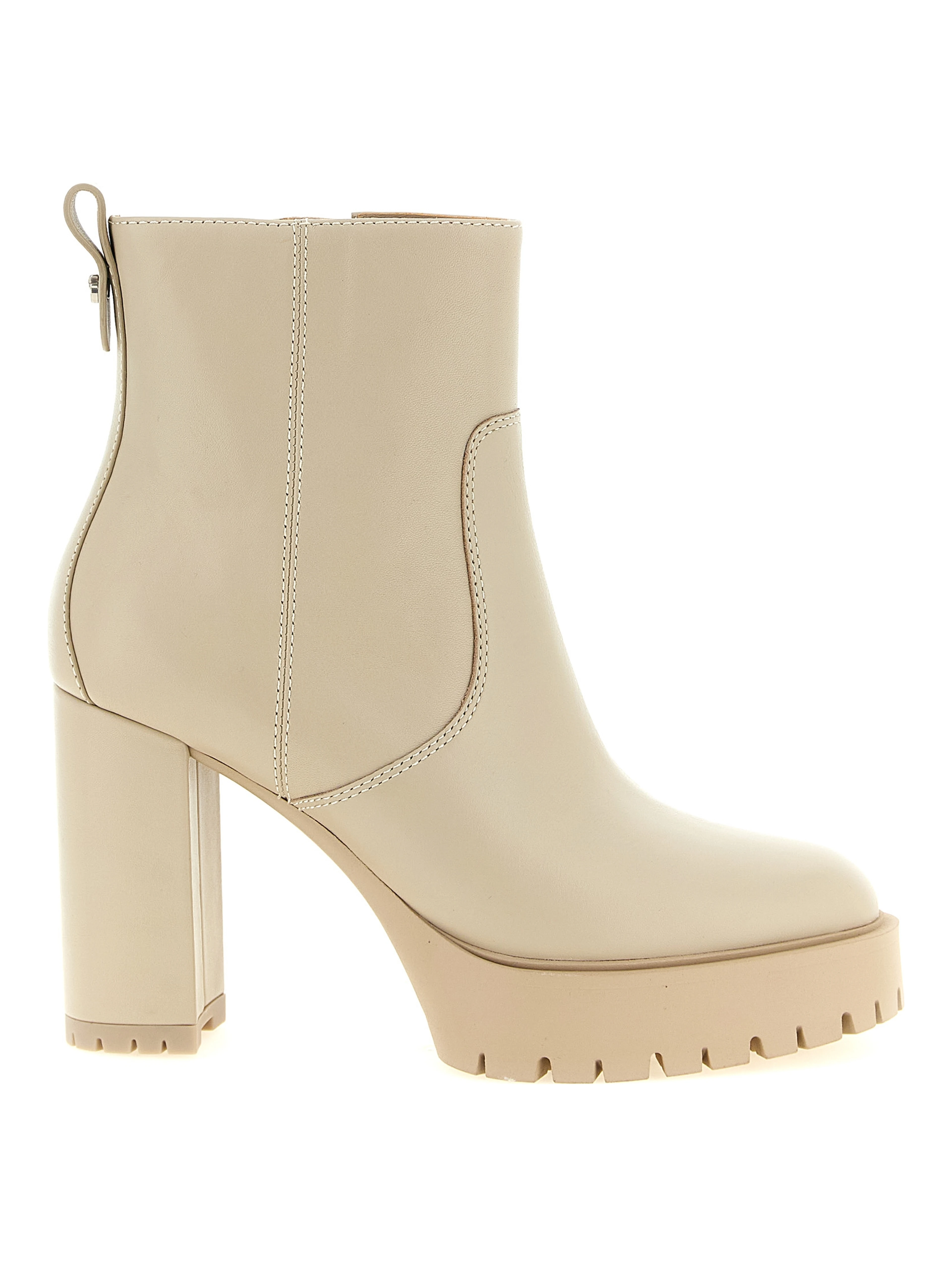 White Cowhide Ankle Boots
