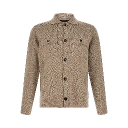 Beige Virgin Wool Cardigan