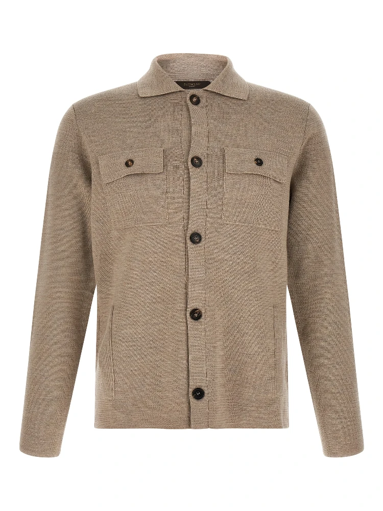 Beige Virgin Wool Cardigan