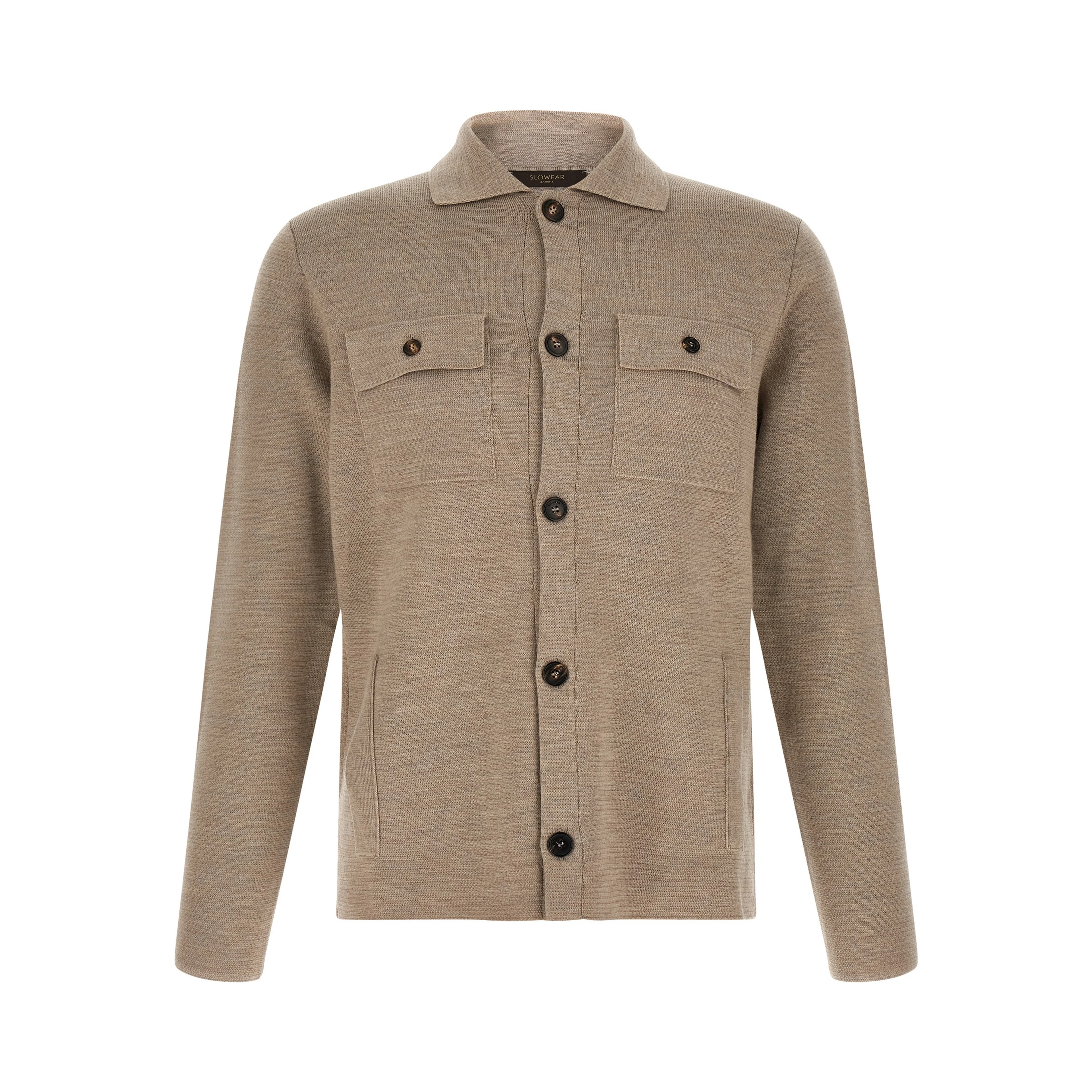 Beige Virgin Wool Cardigan