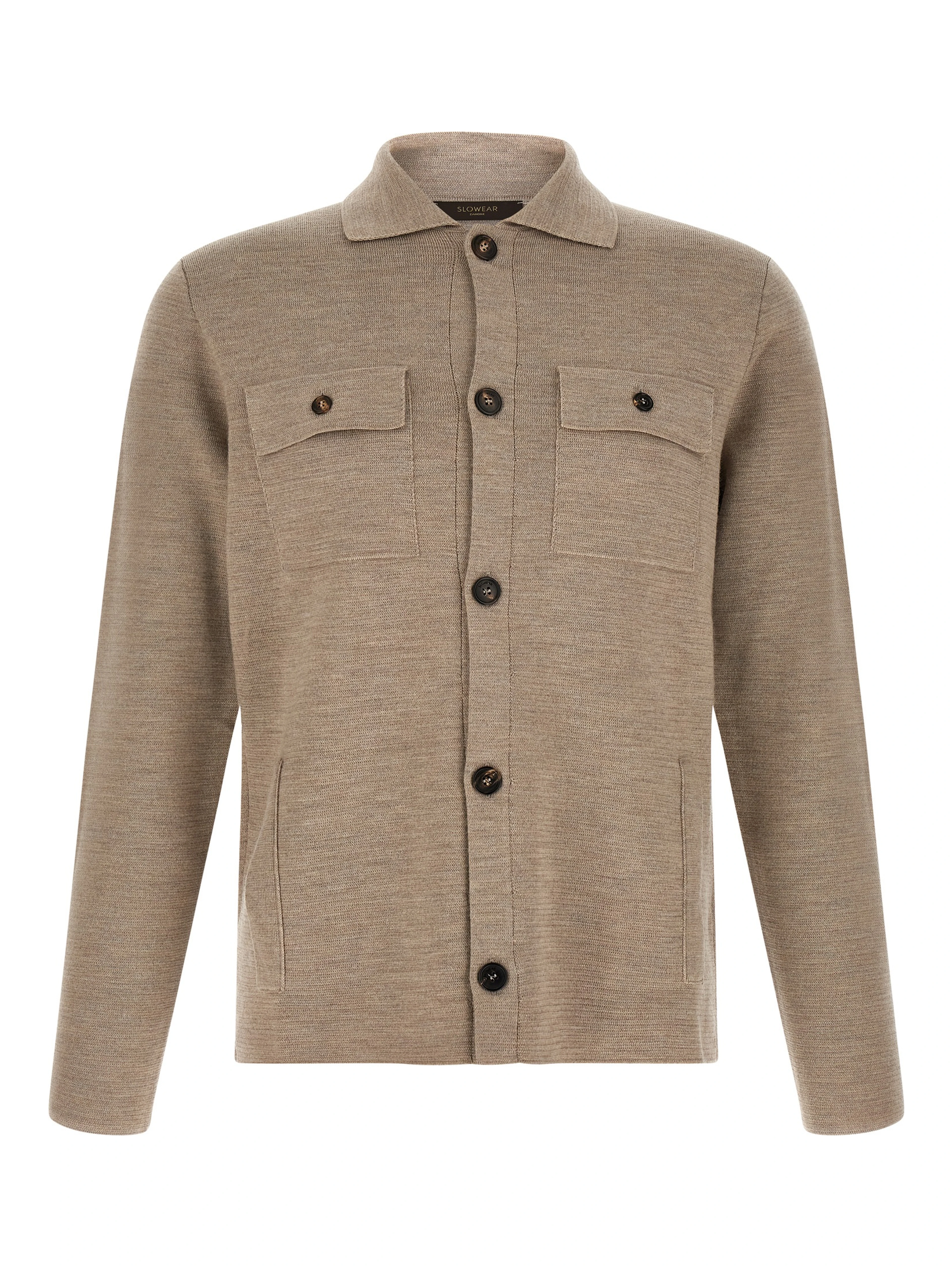 Beige Virgin Wool Cardigan