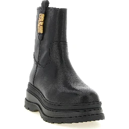 Black Cowhide Ankle Boots