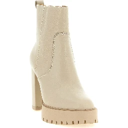 White Cowhide Ankle Boots
