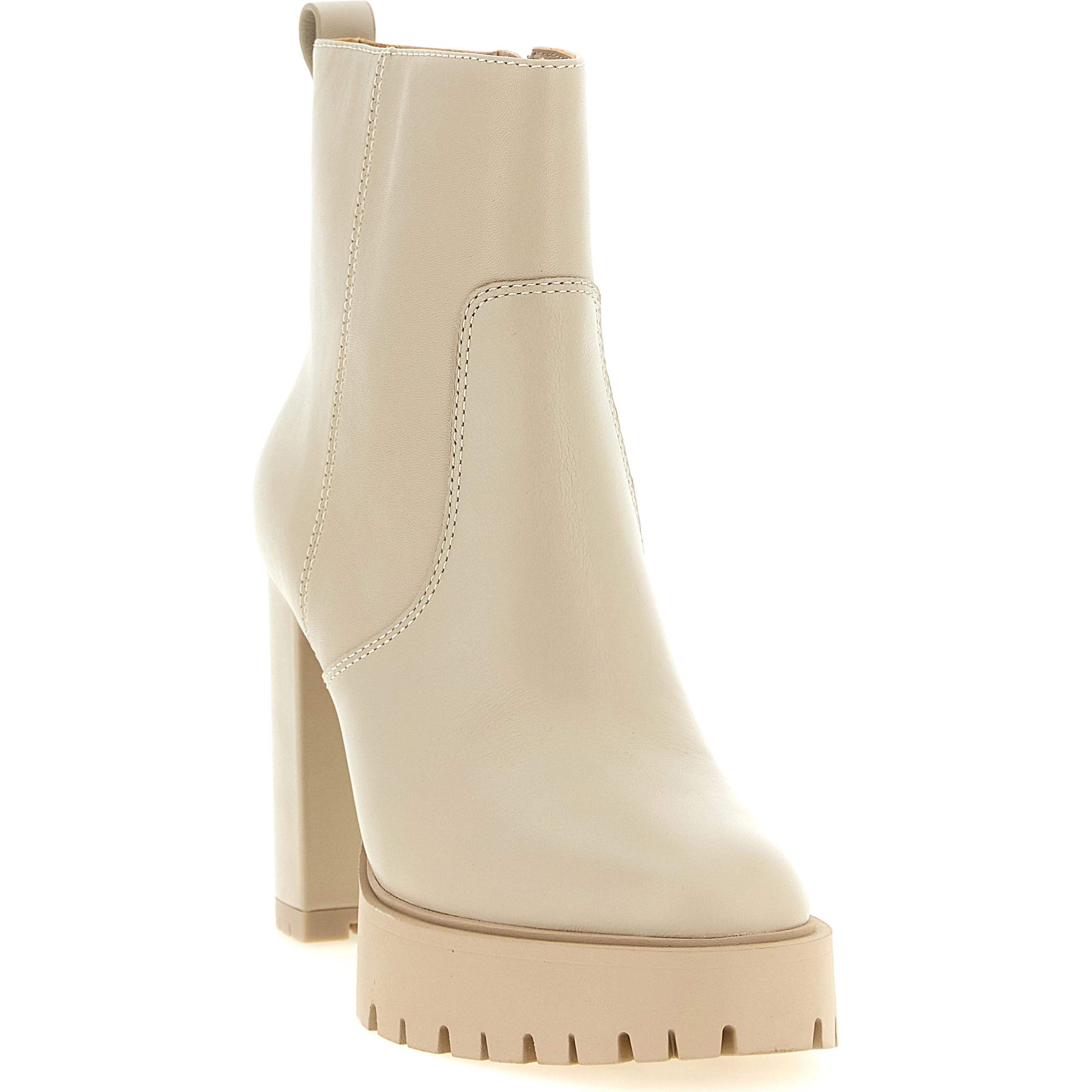 White Cowhide Ankle Boots