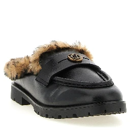 Black Cowhide Mules