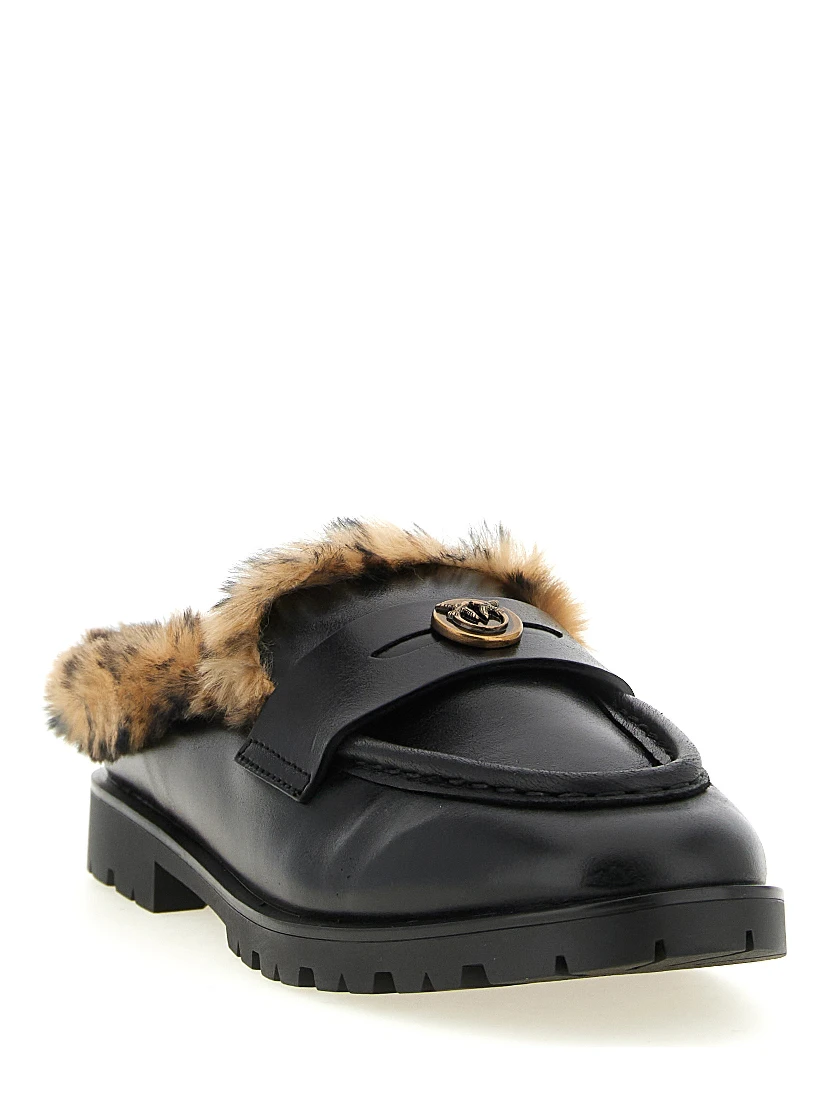 Black Cowhide Mules