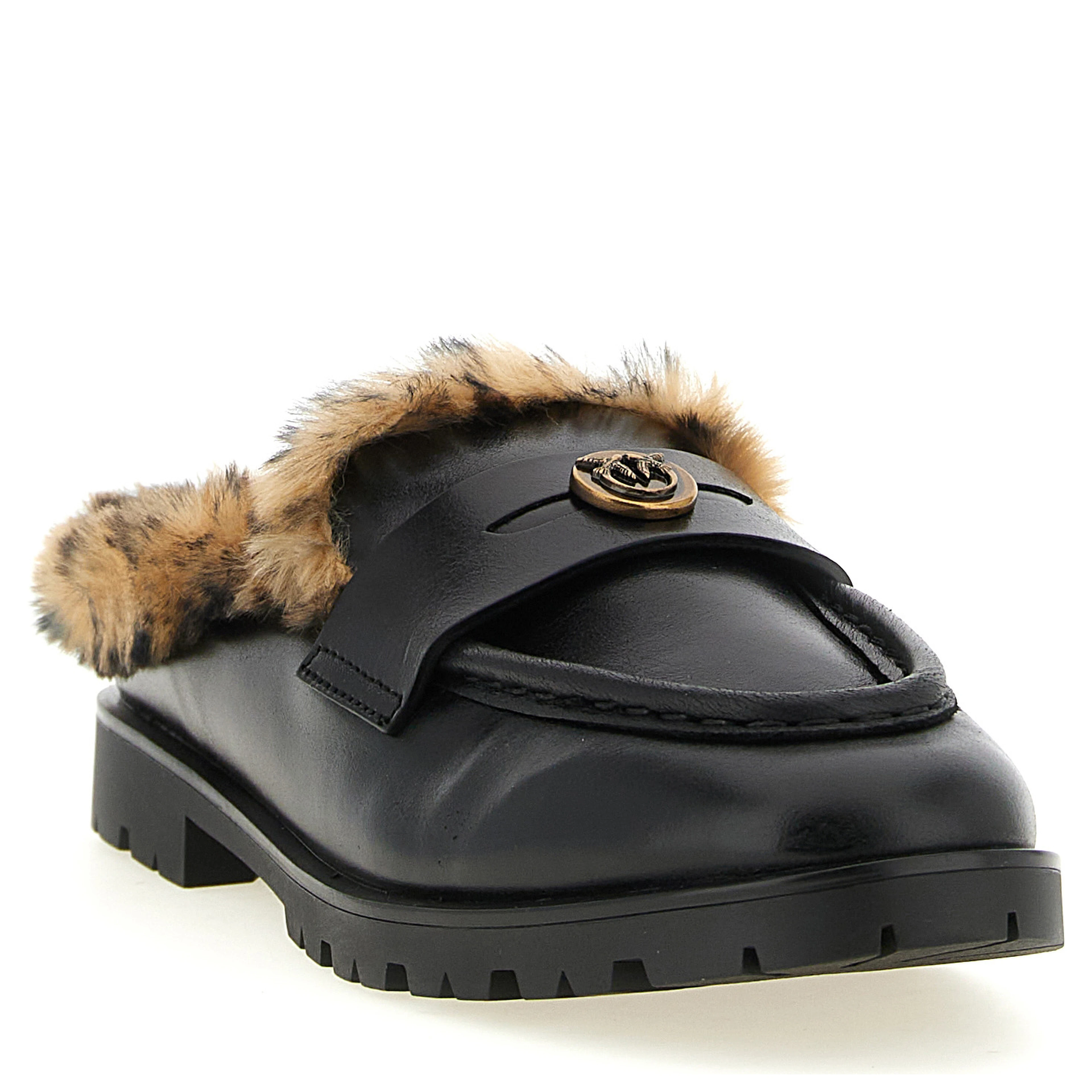 Black Cowhide Mules