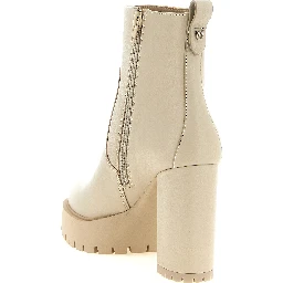 White Cowhide Ankle Boots