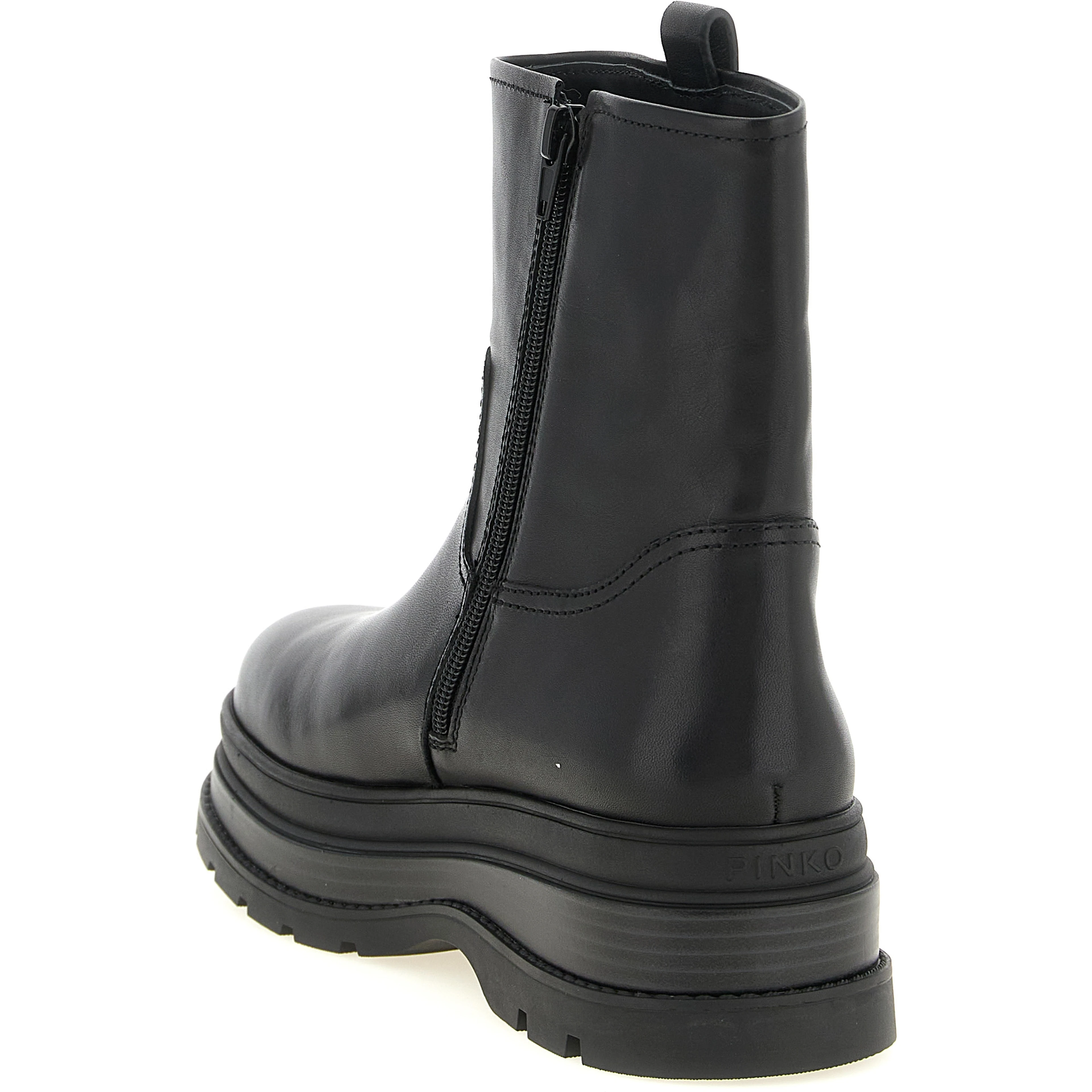 Black Cowhide Ankle Boots