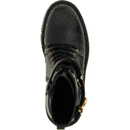 Black Cowhide Lace-Up Boots