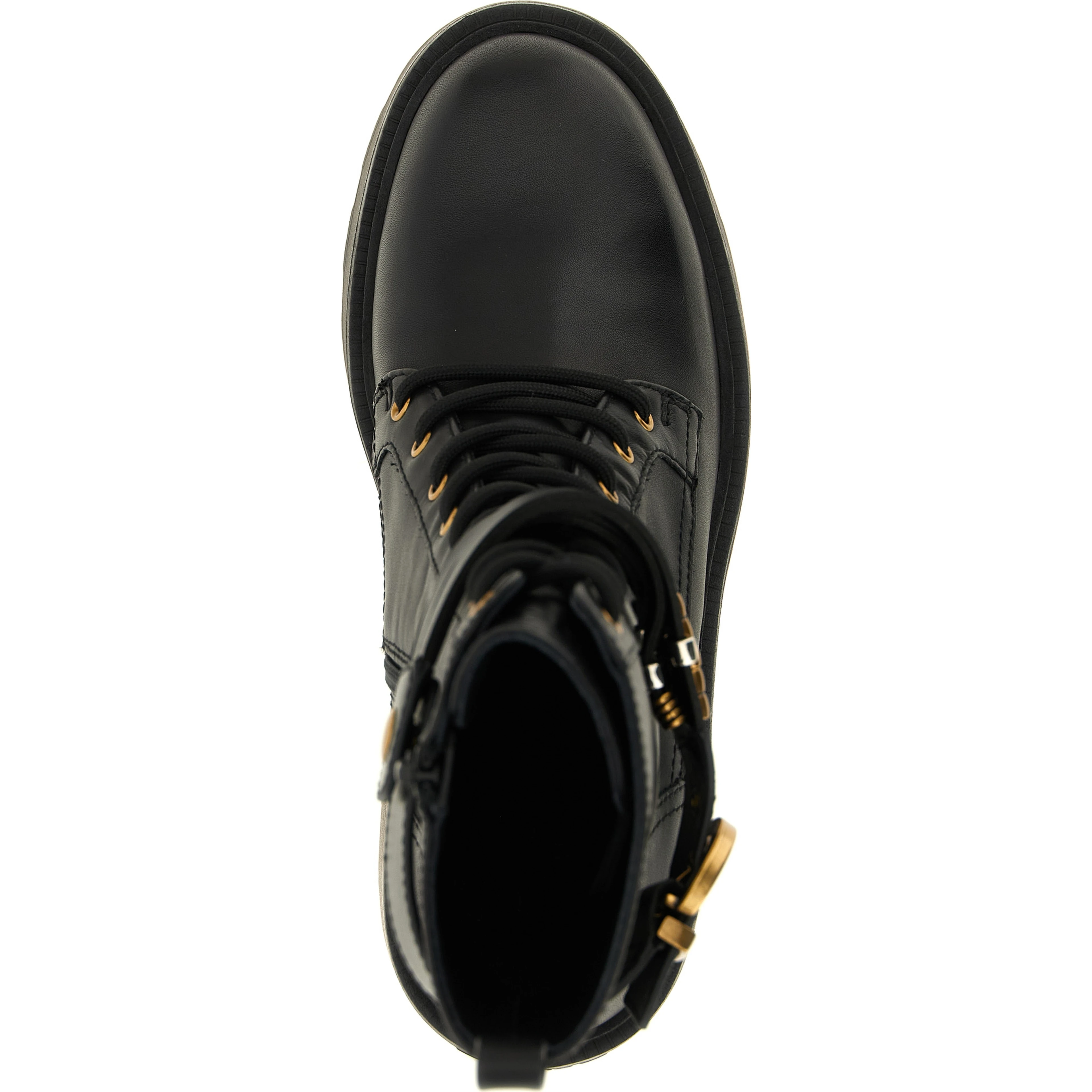Black Cowhide Lace-Up Boots