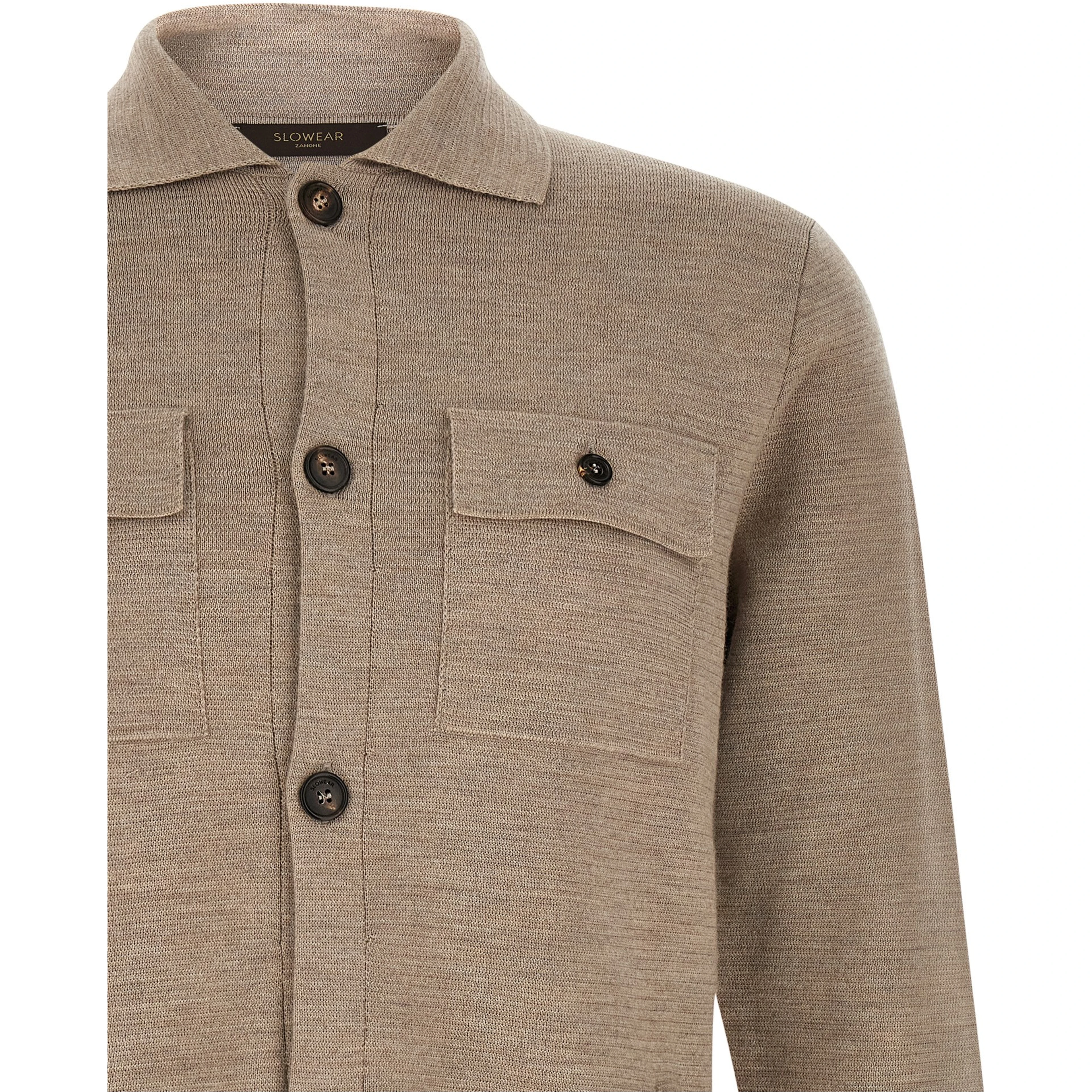 Beige Virgin Wool Cardigan