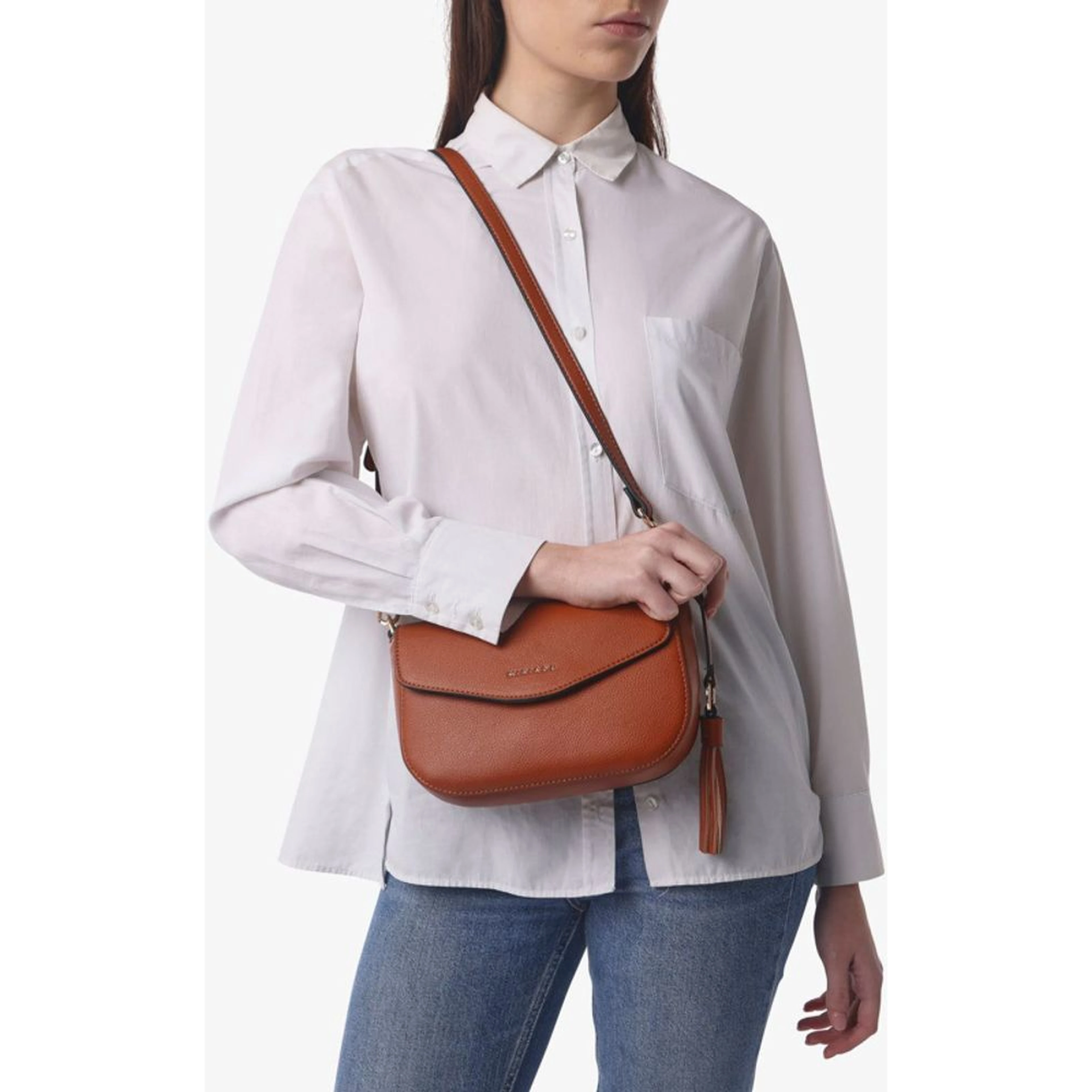 Black Polyethylene Crossbody Bag