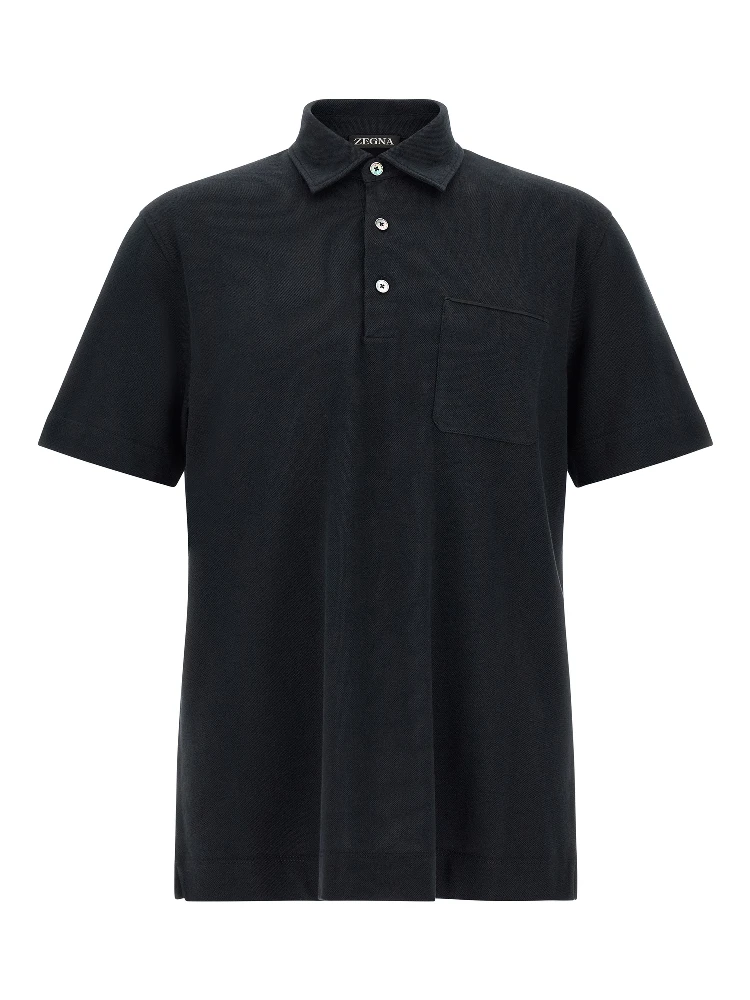 Blue Cotton Polo Shirt