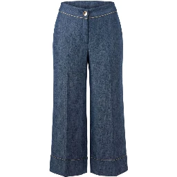 Blue Viscose Women Pants