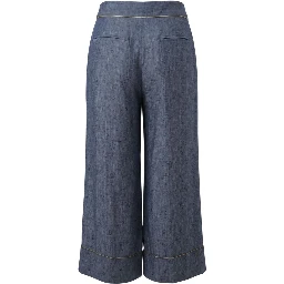 Blue Viscose Women Pants