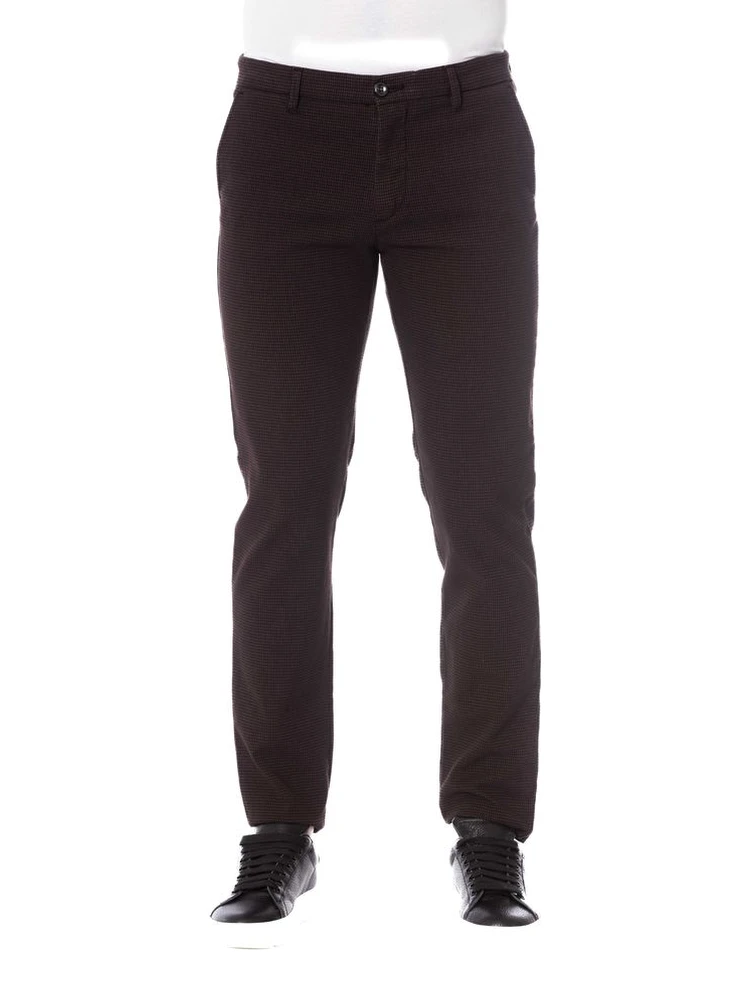 Brown Cotton Men Trouser