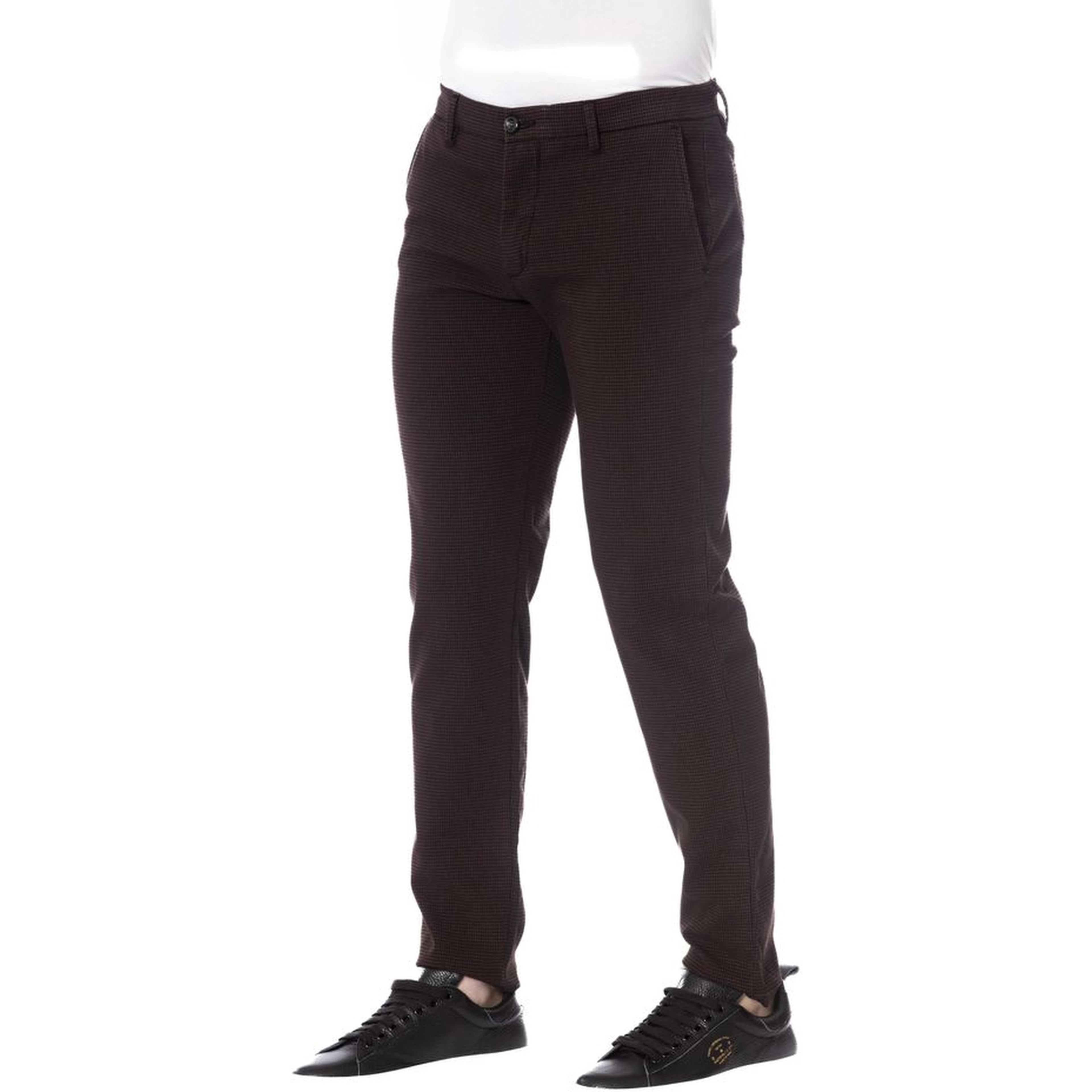 Brown Cotton Men Trouser