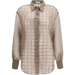Beige Silk Pattern Shirt