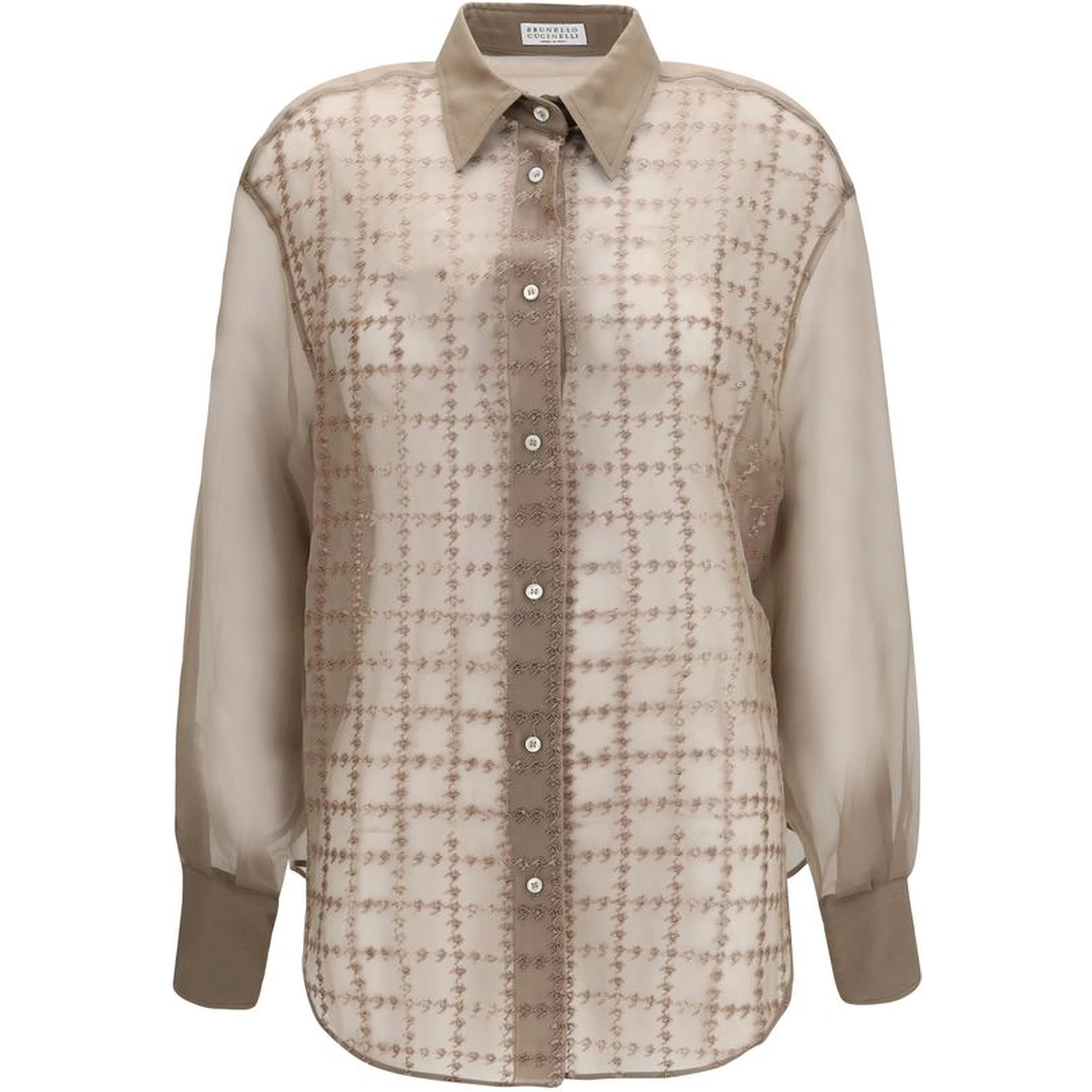 Beige Silk Pattern Shirt
