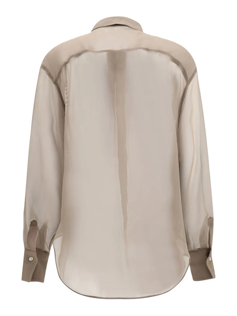 Beige Silk Pattern Shirt