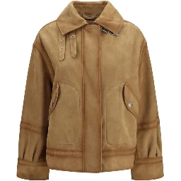 Brown Leather Bomber