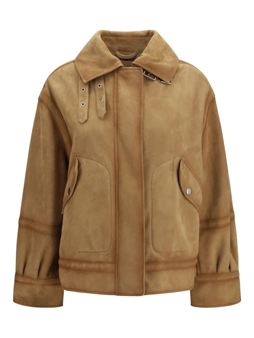 Brown Leather Bomber