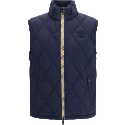 Blue Polyamide Sleeveless Jacket