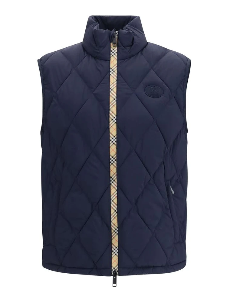 Blue Polyamide Sleeveless Jacket