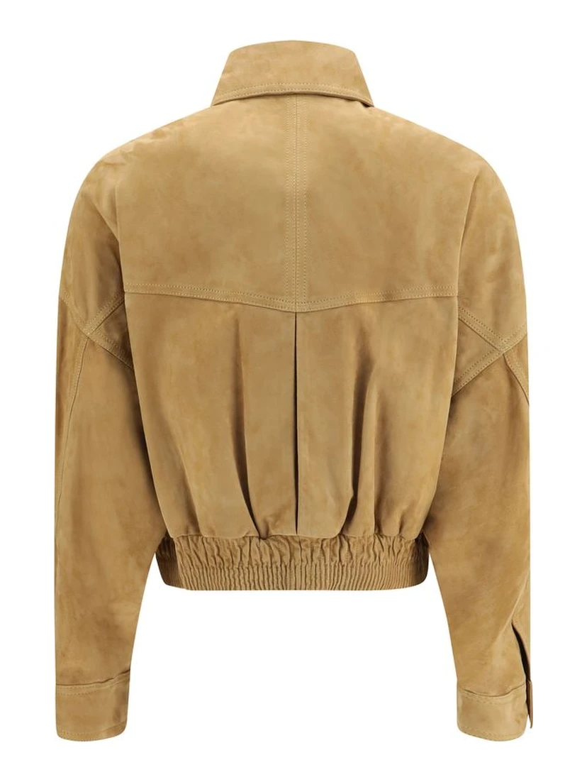Beige Lamb Leather Bomber