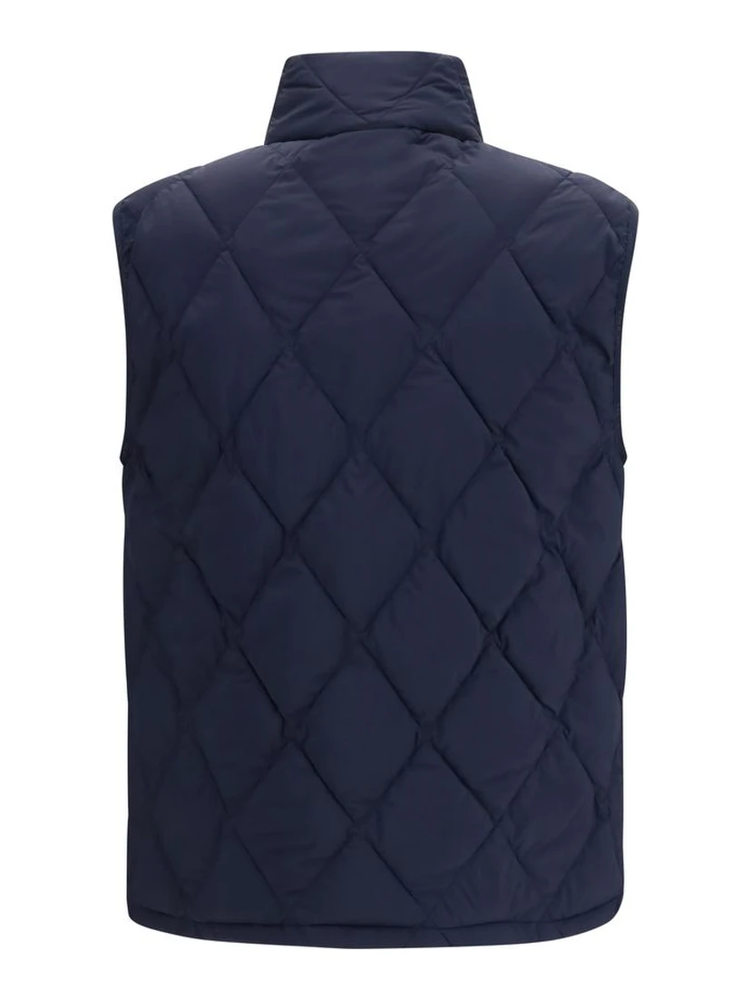 Blue Polyamide Sleeveless Jacket