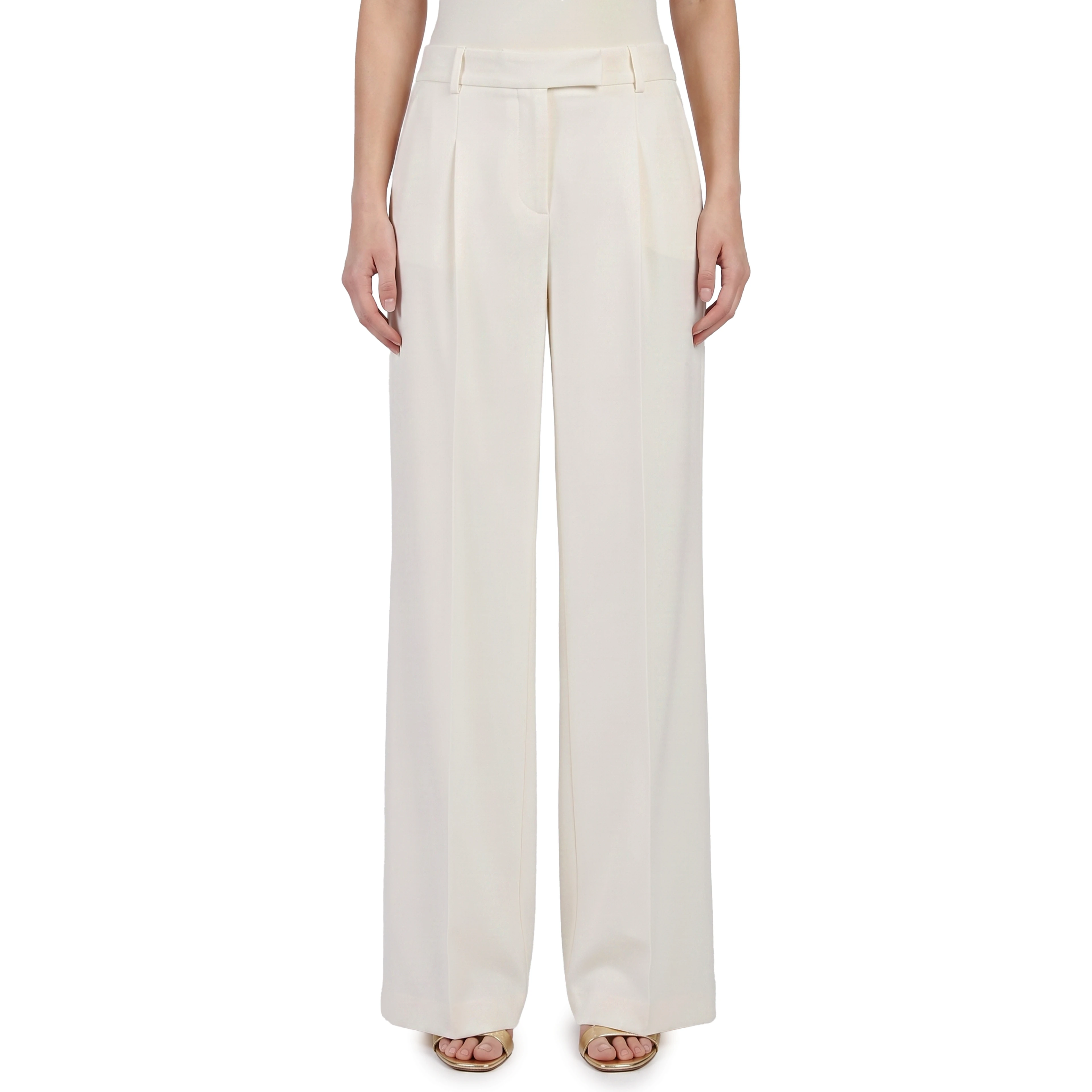 Wide-leg cady trousers