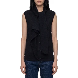 Asymmetrical cardigan in merino wool blend