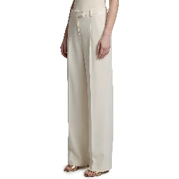 Wide-leg cady trousers