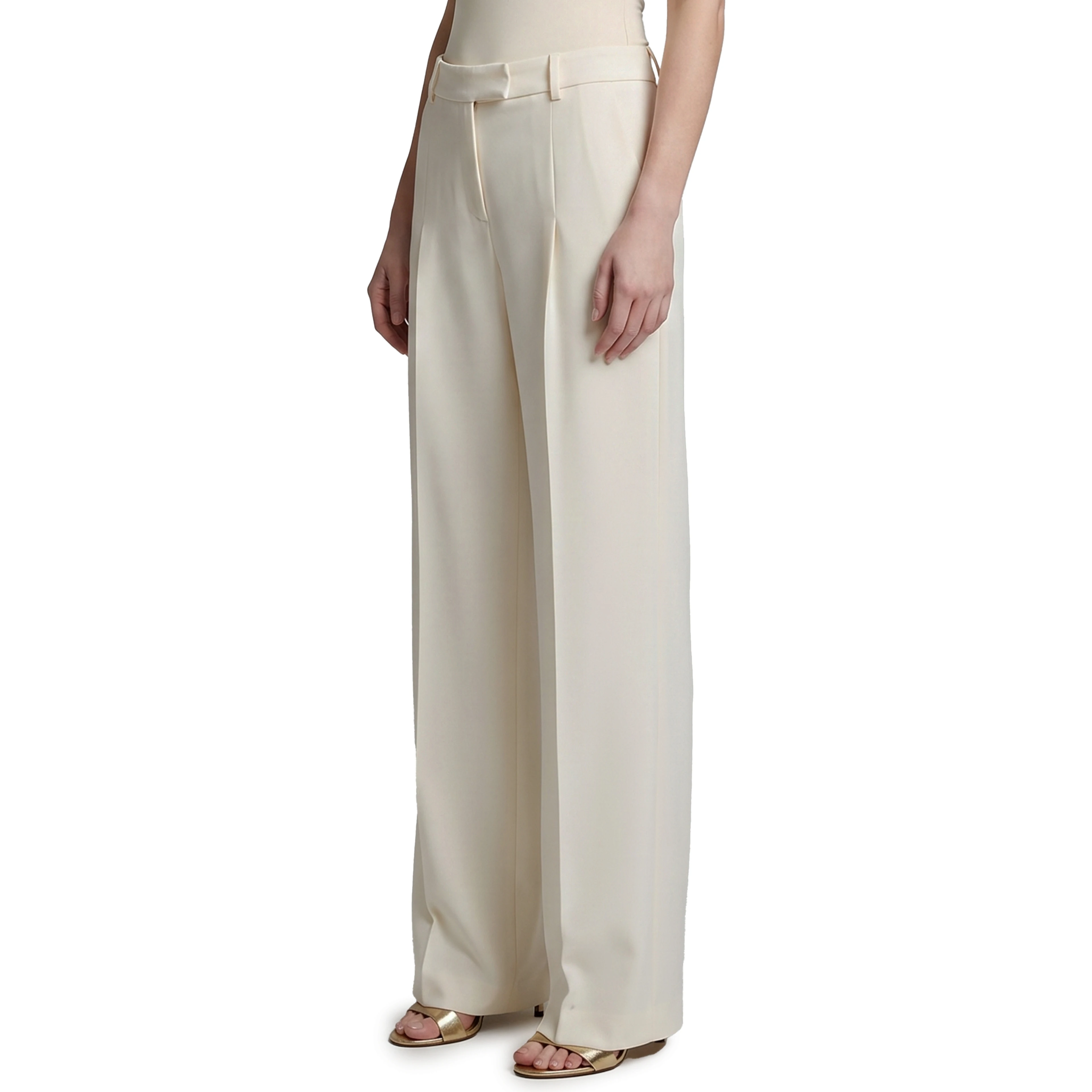 Wide-leg cady trousers