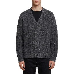 Anthracite wool cardigan over