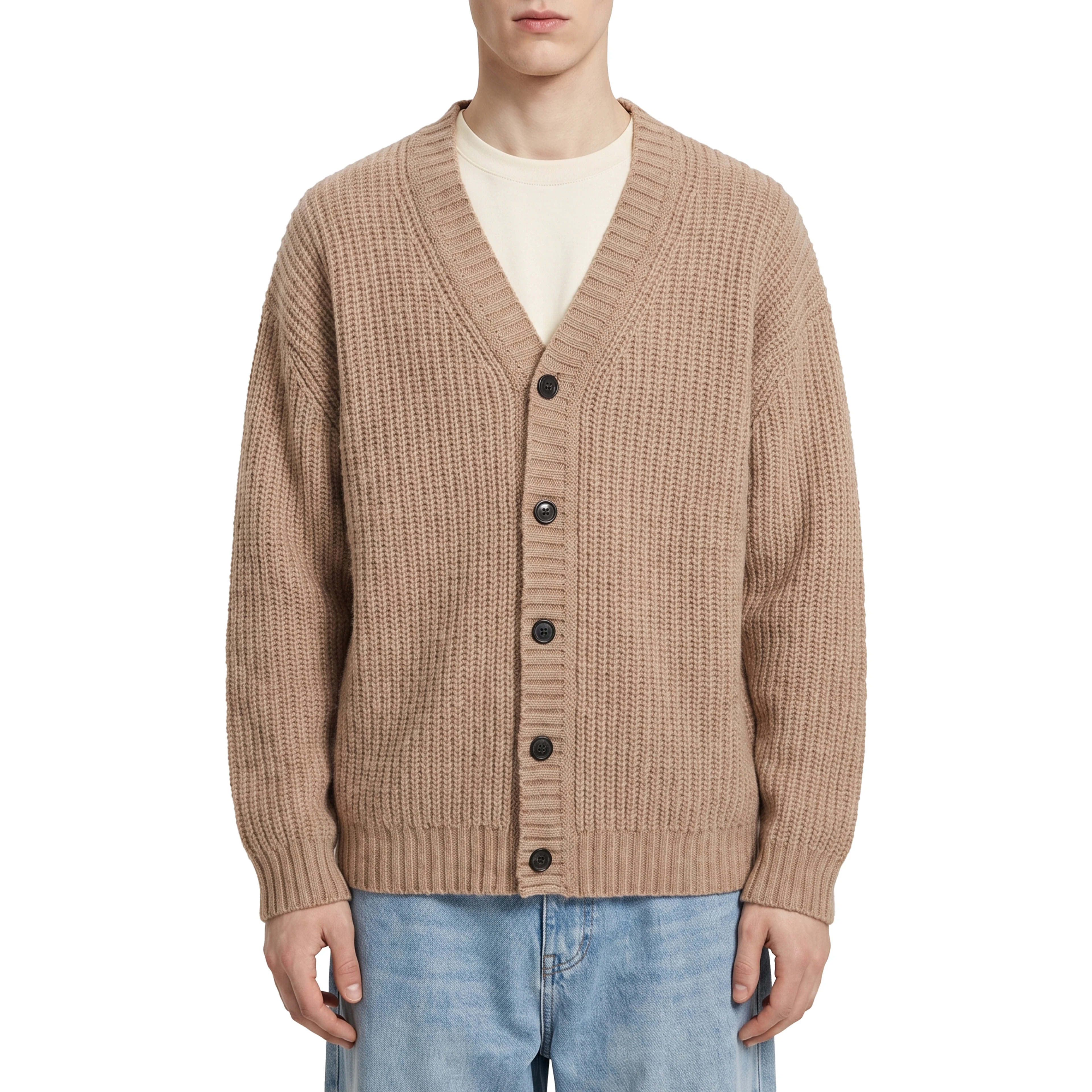 Rope wool cardigan over
