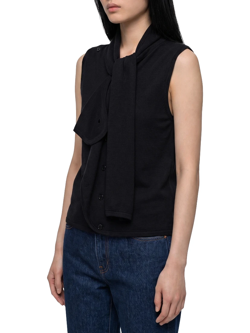 Asymmetrical cardigan in merino wool blend