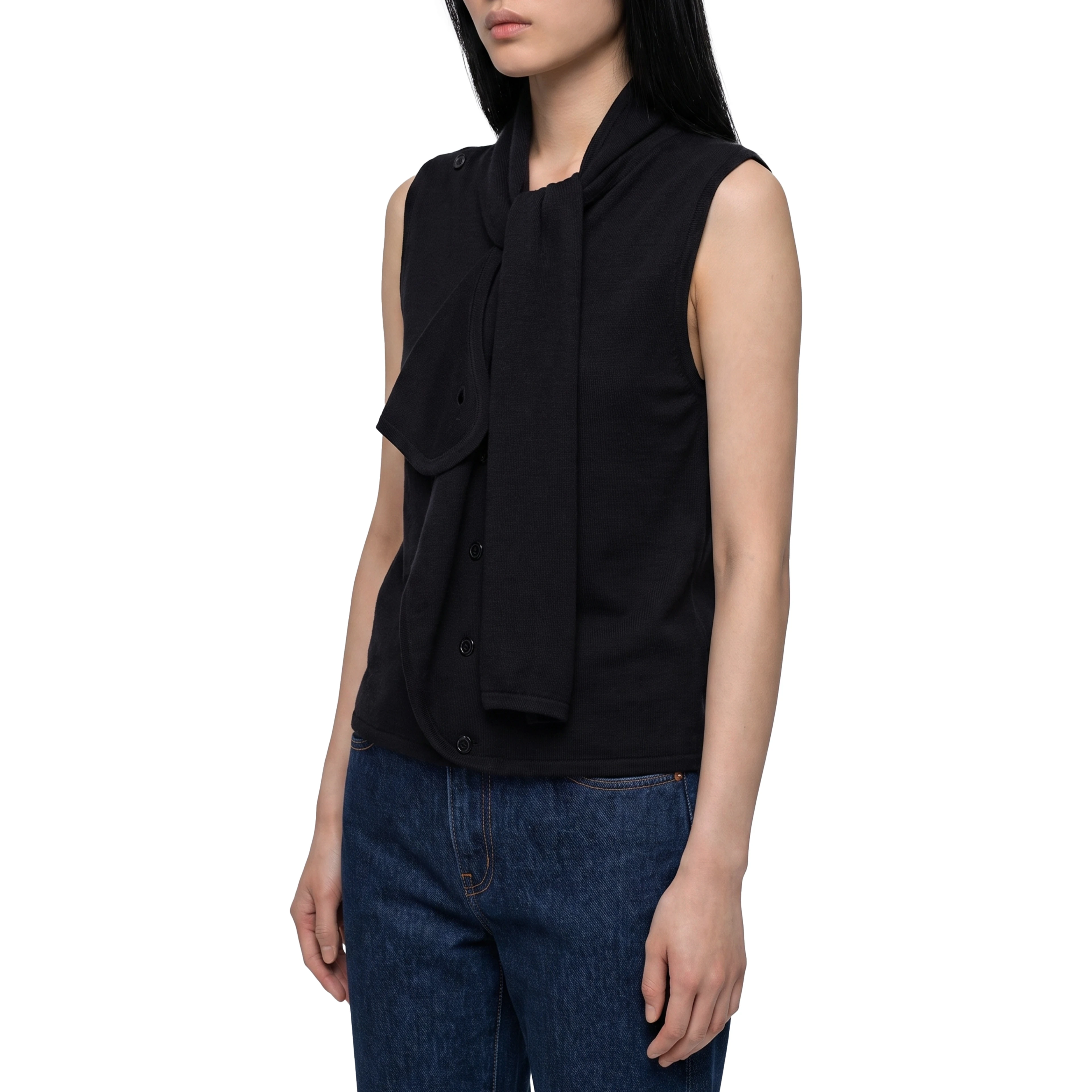 Asymmetrical cardigan in merino wool blend