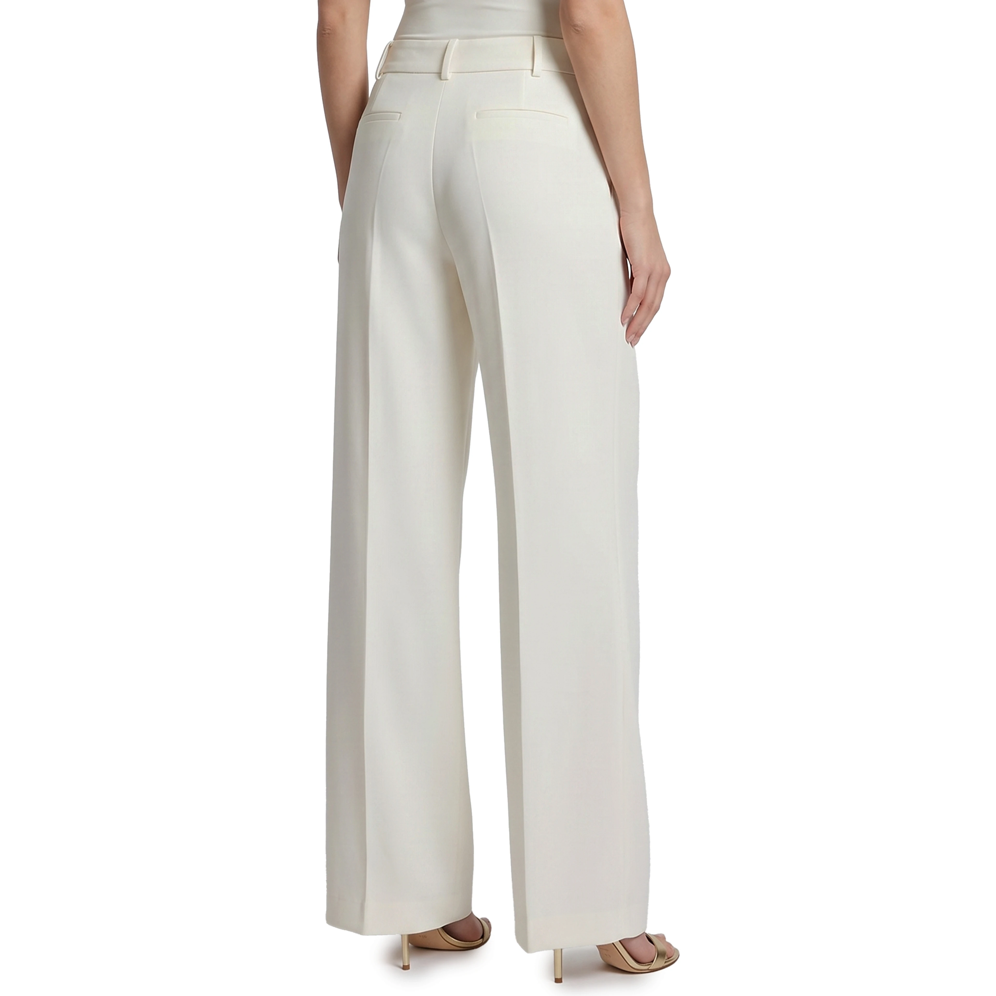 Wide-leg cady trousers